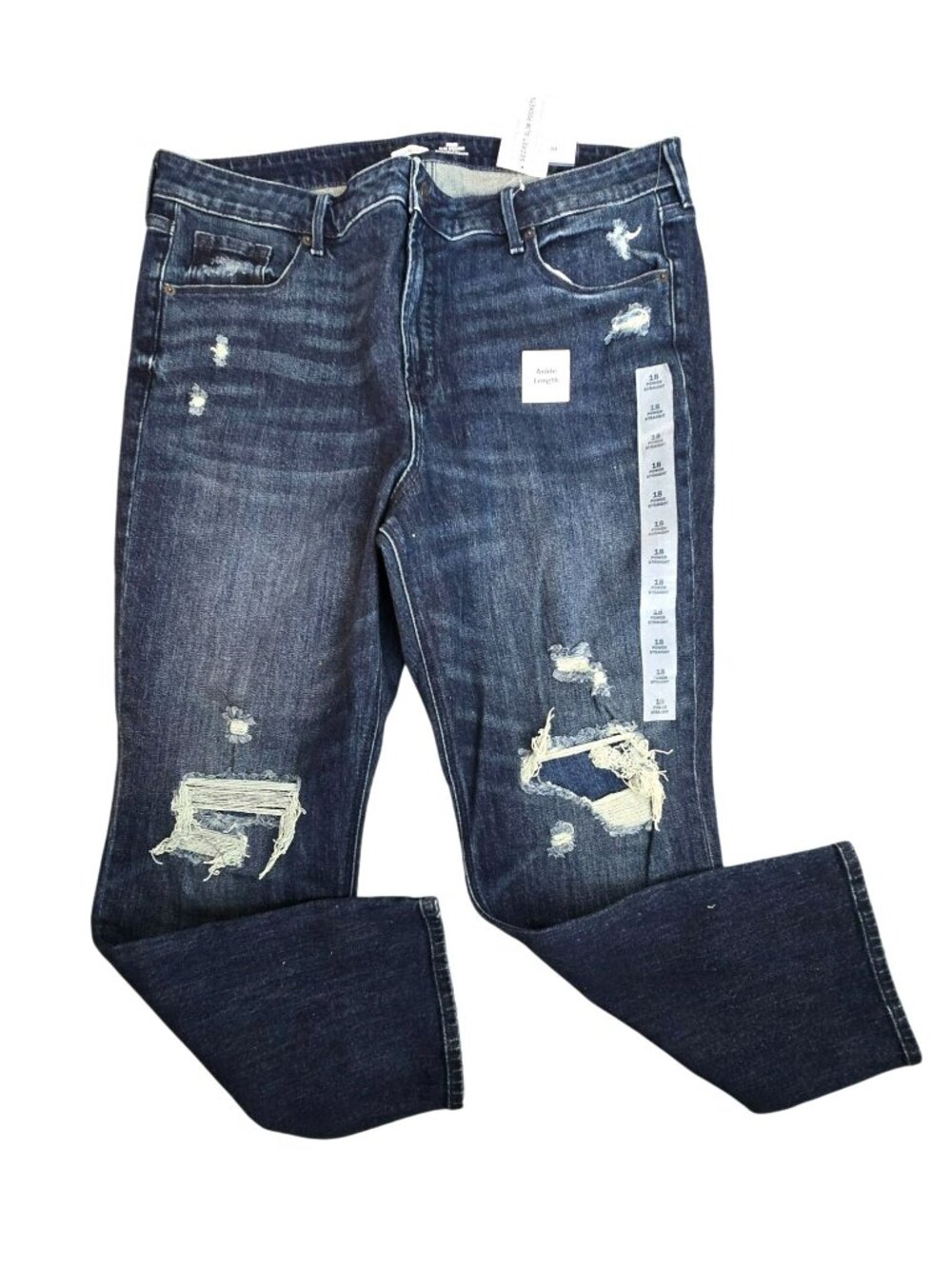 Old Navy Jeans Size 18 Distressed Power Slim Straight High Rise Ankle NWT JJ3846